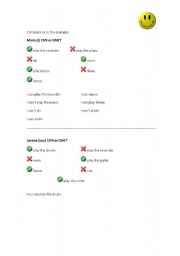 English worksheet: Tick or cross: have got, can and like