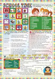 English Worksheet: SCHOOL TIME- KEY INCLUDED