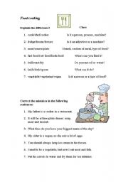English Worksheet: Cooking related exercises
