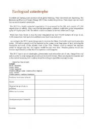 English Worksheet: Ecological catastrophe