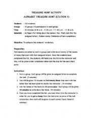 English Worksheet: Treasure Hunt Activity 