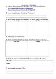 English Worksheet: Two cities two songs