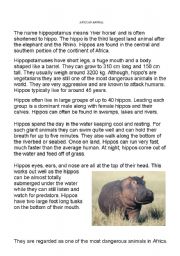 English Worksheet: Report writing - hippo