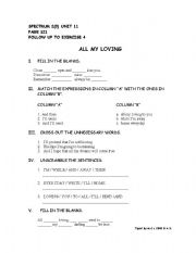 English Worksheet: All my loving