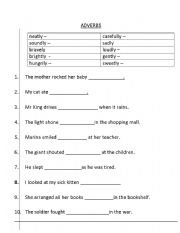 English Worksheet: adverbs