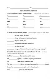 English Worksheet: present simple