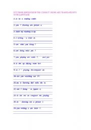 English Worksheet: PRESENT CONTINUOUS 1