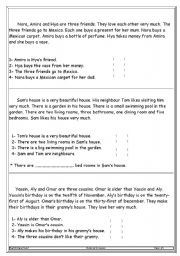 English Worksheet: Reading bcomprehensions