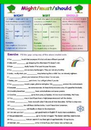 English Worksheet: Might / Must / should