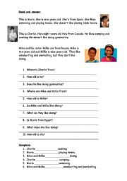 Simple Present and Present Continuous Worksheet