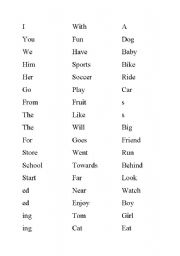 English worksheet: Sentence Generator