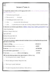 English worksheet: jobs, human features, reported speech