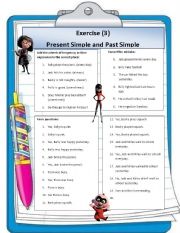 English Worksheet: Present simple vs past simple tense