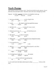 English Worksheet: Choosing Verbs