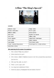 English Worksheet: The Kings Speech FILM