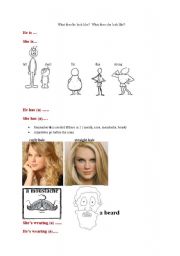 English Worksheet: Attributes He is.. She is..
