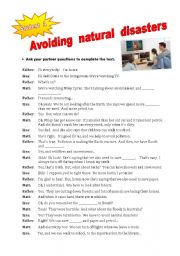 English Worksheet: Avoiding natural disasters