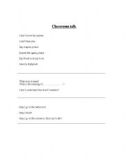 English Worksheet: Class Room Language