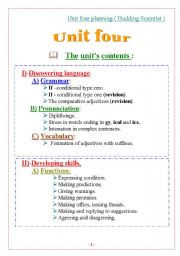 English Worksheet: unit plan