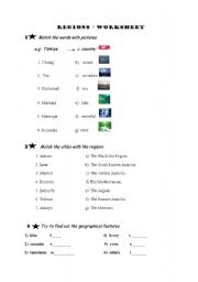 English worksheet: regions