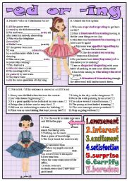 English Worksheet: -ed or -ing