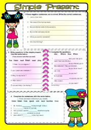 English Worksheet: Simple Present Tense