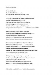 English Worksheet: Avril Lavigne Complicated Song