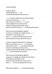 English worksheet: Avril Lavigne Complicated Song