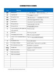 English Worksheet: Corrections codes