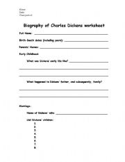 English Worksheet: Charles Dickens