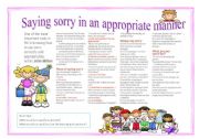 English Worksheet: Muticple choice: Saying sorry in a nice way