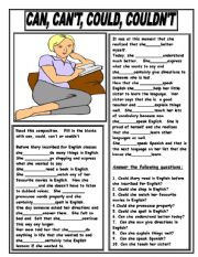 English Worksheet: CAN, CAN,T, COULD, COULDNT