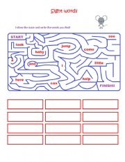 English Worksheet: Sight word maze