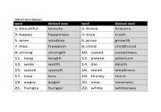 English worksheet: Abstract Nouns