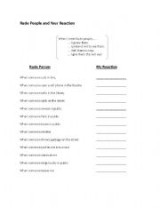 English worksheet: Reactions to Rudeness