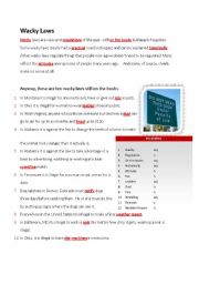 English Worksheet: Wacky Laws