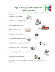 English worksheet: Simple Past of Regular and Irregular Verbs Conversation Activity