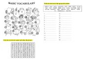 English Worksheet: BASIC VOCABULARY