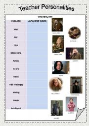 English Worksheet: Describing teachers: Harry Potter Version