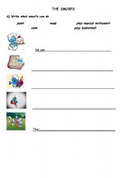 English Worksheet: THE SMURFS