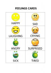 English Worksheet: Feelings cards