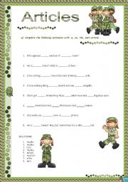 English Worksheet: Articles 