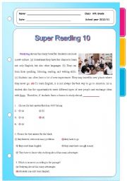 English Worksheet: Super Reading Series 10