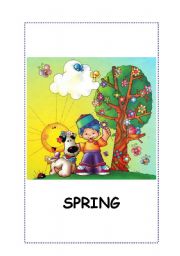 English Worksheet: Seasons flashcards. Spring, summer, autumn, winter. 5 flashcards.