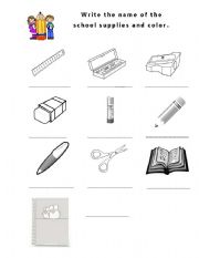 English worksheet: School Supplies