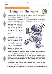 English Worksheet: Living on the moon