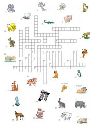 ANIMALS CROSSWORD - ESL worksheet by Fifi75