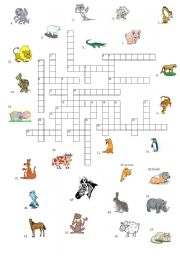 English Worksheet: ANIMALS CROSSWORD