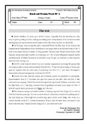 English Worksheet: fourth form test