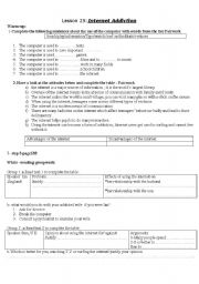 English Worksheet: Internet Addiction